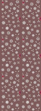 Çiçek desenli çizim. Kahverengi ve nötr renklerde Asya tekstili. Raster illüstrasyonu.