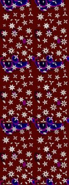 Raster çiçek desenli çiçek deseni, yapraklar, dekoratif elementler, sıçrama, lekeler, el çizimi kontur çizgileri ve Doodle çizim stili, grafik raster çizim çizimi.