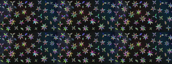 Raster illüstrasyonundaki çiçek desenli çizim. Gri ve mavi renkte çiçekler.