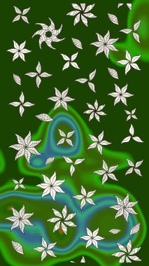 Raster illüstrasyonu. Yeşil ve nötr renklerde. Taslak dekoratif arka plan, çiçek mandala. Çiçek..