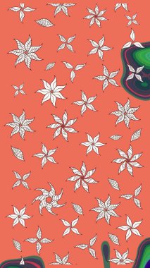 Çiçekli çizim şekli. Düz Çiçek Elementleri Tasarımı. Çiçekler turuncu ve nötr renklerde. Renkli Bahar Teması çizim şablonu.