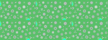 Yumuşak, bahar çiçekli arka plan. Çiçekli karalama şeklinde Raster çiçek deseni. Yeşil ve beyaz renkte çiçekler.