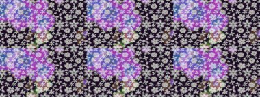 Sketch Floral Pattern in Raster illustration. Fancy fabric pattern. Colour Spring Theme sketch pattern Background. Flat Flower Elements Design.