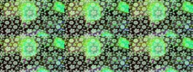 Kabile sanatı boho baskısı, klasik çiçek arkaplanı. Soyut etnik raster çizim kalıbı. Arkaplan dokusu, duvar kağıdı, yeşil renkli çiçek teması.