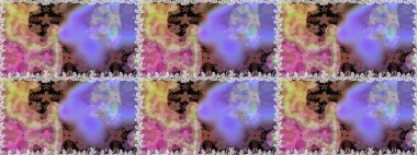 Raster illüstrasyonu. Çiçek. Kusursuz dekoratif arka plan, çiçek mandala. Menekşe ve nötr renklerde.