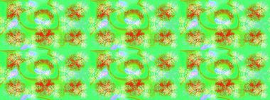 Soyut duvar kâğıdı, ambalaj dekorasyonu. Yeşil, mavi ve turuncu renkli şirin kar taneleri. Basit bir kar tanesi. Kışın sembolü, mutlu noeller, mutlu yeni yıl kutlaması Raster illüstrasyonu..