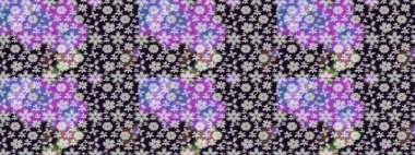 Sketch Floral Pattern in Raster illustration. Fancy fabric pattern. Colour Spring Theme sketch pattern Background. Flat Flower Elements Design.