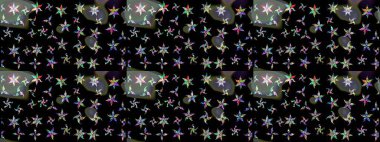 Asya tekstil tarzında. Raster illüstrasyonu. Çiçek desenli çizim. Siyah renkli çiçekler. Raster illüstrasyonu.