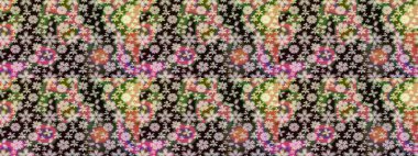 Raster illüstrasyonu. Çiçek duvar kâğıdı. Tarafsız renklerde şirin tekstil tarzında. Çiçek arkaplan. Renkli çizim deseni.