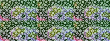 Raster illüstrasyonu. Tekstil veya kitap kapakları, imalat, duvar kağıtları, baskı, hediye paketi ve yapıştırma kitabı için çiçek eskizi geçmişi. Küçük ölçekli çiçeklerdeki basit sevimli desen.