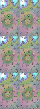 Raster çiçek desenleri çiziyor. Vadinin çiçekleri tarafsız ve yeşil renklerde.