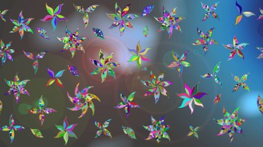 Vadinin mavi ve gri renkli çiçekleri. Raster çiçek desenleri çiziyor..