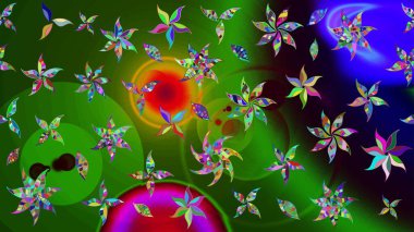 Renkli Bahar Teması eskiz kalıbı. Düz Çiçek Elementleri Tasarımı. Çiçek deseni. Raster çizimi. Güzel kumaş deseni..