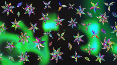 Küçük çiçekte hoş bir çiçek deseni var. Çiçeksel elementlerle süslenmiş zarif raster dokusu. Parlak çiçekli gri ve yeşil renkler üzerine soyut çizim deseni.