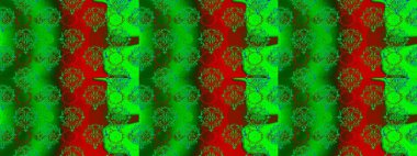 Yeşil, kırmızı ve kahverengi renkte şirin çiçekler. Küçük çiçekli basit, dikişsiz desen. Raster illüstrasyonu. Moda baskısı, albüm, ambalaj kağıdı, duvar kağıdı için zarif dekoratif süslemeler.