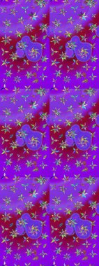 Raster illüstrasyonu. Yumuşak, bahar çiçekleri mor ve mor renklerde. Raster çiçek desenli ve çiçekli..