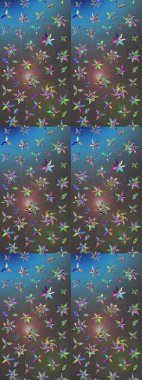 Küçük gri ve mavi çiçeklerle oldukça eski bir besin torbası deseni. Tekstil, kumaş, kapaklar, duvar kağıtları, baskı, paket, koleksiyon defteri, örgü, dekupaj için çiçek arkaplanı..