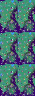 Raster illüstrasyonu. Ultraviyole kumaş deseni. Organik motif arka planı. Çizim deseni.