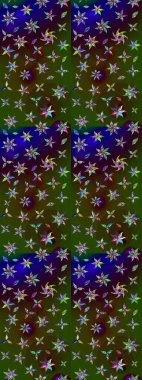 Düz Çiçek Elementleri Tasarımı. Renkli Yaz Temalı eskiz kalıbı. Raster Illustrasyon 'daki Çiçek Deseni' nin son moda çizimi. Güzel kumaş deseni.