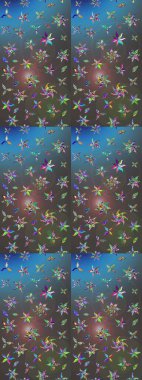 Arkaplan dokusu, duvar kağıdı, gri ve mavi renkli çiçek teması. Soyut etnik raster çizim kalıbı. Kabile sanatı boho baskısı, klasik çiçek arkaplanı.