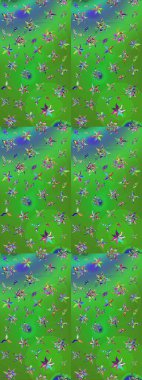 Yeşil ve mavi renkli etnik çiçekli zarif eskiz deseni. Raster Çiçek İllüstrasyonu güzel tekstil..