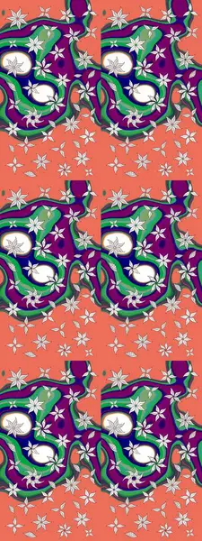 Raster Yumuşak kumaş deseni. Klasik taslak çizimi. Raster çiçek izi. Çiçekli turuncu ve nötr çizim deseni.