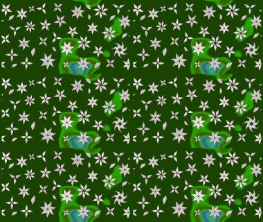 Düz Çiçek Elementleri Tasarımı. Süslü kumaş deseni. Renkli Bahar Teması eskiz kalıbı. Raster illüstrasyonunda çiçek deseni çizimi.