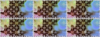 Asya tekstil tarzında. Tarafsız ve kahverengi renkte çiçekler. Raster illüstrasyonu. Kusursuz çiçek deseni. Raster illüstrasyonu.