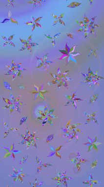 Bahar mevsimi. Mor ve mavi renkte çiçekler. Raster güzel bir çiçek deseni çizmiş. Tatil havası. Nazik romantik baskı.