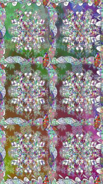 Vadinin çiçekleri tarafsız renklerde. Soyut etnik raster kusursuz desen. Çiçekler..