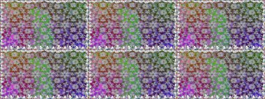 Renkli Bahar Temalı Kusursuz Arkaplan. Gri renkli çiçekler. Raster illüstrasyonunda kusursuz çiçek deseni. Düz Çiçek Elementleri Tasarımı.