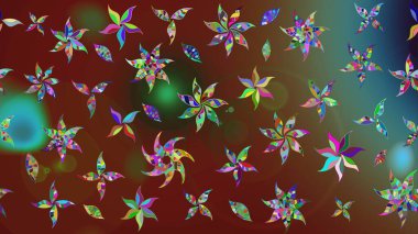 Raster illüstrasyonu. Suluboya çiçekli çiçek deseni. Kahverengi ve kırmızı renkli güzel tekstil.