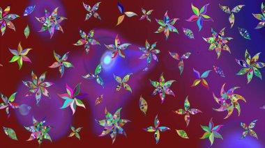 Mor ve kırmızı renkte etnik çiçekli zarif eskiz deseni. Raster Çiçek İllüstrasyon Şirin Tekstil.