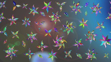 Soyut çiçek çizim kalıbı arka planı. Mavi ve gri renklerde. Raster illüstrasyonu. Raster deseni. Küçük çiçekte sevimli çiçek deseni var..