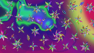 Çiçekli, yapraklı, çiçek desenli eskiz. Raster illüstrasyonu. El çizimi.