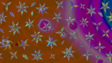 Klasik taslak çizimi. Raster Yumuşak kumaş deseni. Çiçeksel kahverengi ve mor çizim deseni. Raster çiçek izi..