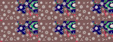 Hediye ambalaj kağıdı, tebrik kartları, posterler ve pankart tasarımı. Raster düz çiçek çizim deseni. Kahverengi ve nötr renkte çiçekler.