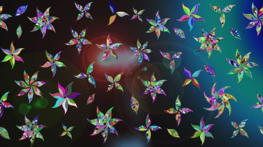 Renkli Bahar Teması eskiz kalıbı. Gri ve mavi renkte çiçekler. Güzel çiçek deseni. Düz Çiçek Elementleri Tasarımı.