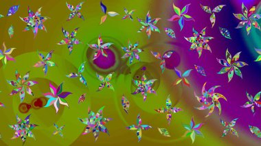 Millefleur 'lar. Tekstil, kumaş, kapaklar, duvar kağıtları, baskı, naylon, koleksiyon defteri, örgü, dekupaj için güzel bir eskiz. Küçük yeşil ve kahverengi renkte güzel bir besin torbası deseni, çiçekler..