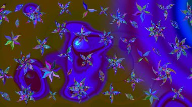 Düz Çiçek Elementleri Tasarımı. Sevimli çiçek raster deseni. Modaya uygun kumaş deseni. Renkli Yaz Teması çizim şablonu.