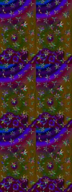 Kahverengi ve yeşil renklerde etnik çiçeklerle süslenmiş zarif bir eskiz şekli. Raster Çiçek İllüstrasyon Şirin Tekstil.