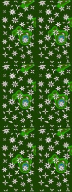 Yeşil ve nötr renklerde çiçekler. Sevimli çiçek raster deseni. Renkli Bahar Teması eskiz kalıbı. Düz Çiçek Elementleri Tasarımı.