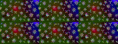 Raster illüstrasyonu. Şirin karalamalı çiçek desenli çizim. Eskiz tarzı yeşil ve kahverengi renkler. Raster illüstrasyonu. El yapımı çiçek ve bitki koleksiyonu.