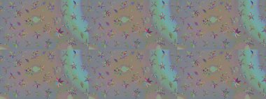 Raster. Düz Çiçek Elementleri Tasarımı. Renkli Bahar Teması çizim şablonu.