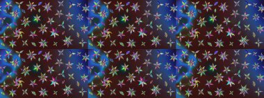 Sabıka fotoğraflarında, bebek kıyafetlerinde, duvar kâğıtlarında, paket kutularında falan kullanılabilir. Zarif, parlak ve eskiz kahverengi ve mavi çiçek desenli tasarım. Raster..