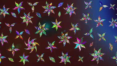 Çiçekli eskiz çizimi. Düz Çiçek Elementleri Tasarımı. Renkli Yaz Temalı eskiz kalıbı. Kahverengi ve mavi renkte çiçekler.