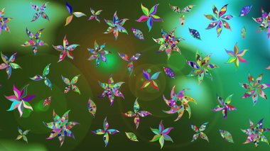 Parmak izi, kumaş, duvar kâğıdı, tekstil için raster dokusu. Nakış desenli çiçek deseni. Renkli grunge, koyu yeşil ve mavi çiçeklerle soyut arkaplanı zenginleştir.