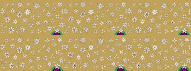 Sarı ve nötr kıvırcık çiçekler sarı ve nötr renklerde şekillenir. Klasik çiçek tasarımı elementleri. Raster illüstrasyonu.