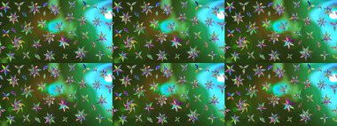 Çiçekli güzel suluboya desen. Yeşil ve mavi renklerde. Raster illüstrasyonu.