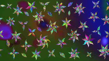 Güzel kumaş deseni. Çiçek desenli çizim. Düz Çiçek Elementleri Tasarımı. Renkli Bahar Teması eskiz kalıbı. Raster illüstrasyonu. Asya tekstil tarzında.